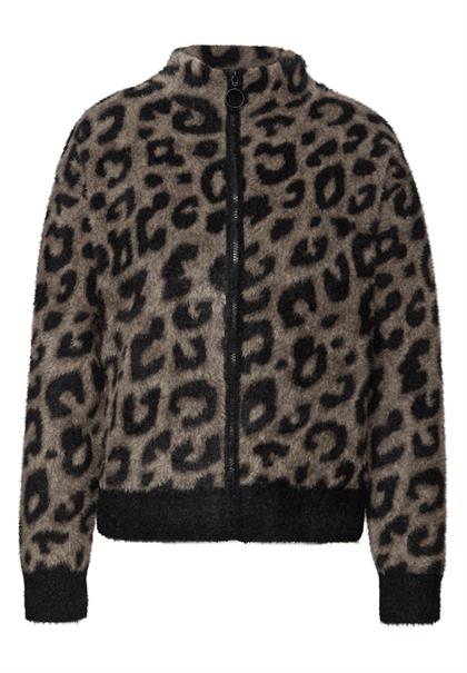 Flauschiger Leo Cardigan black