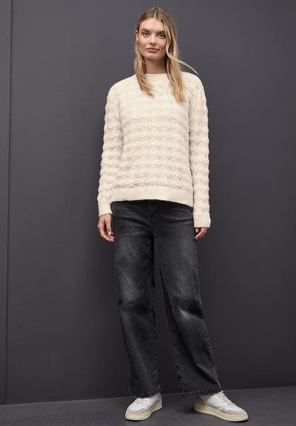 Flauschiger Strukturpullover soft beige