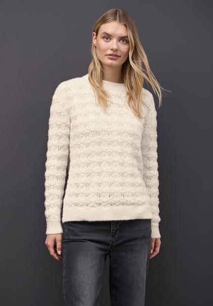 Flauschiger Strukturpullover soft beige