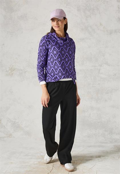 Flauschiges Shirt mit Print lilac melange