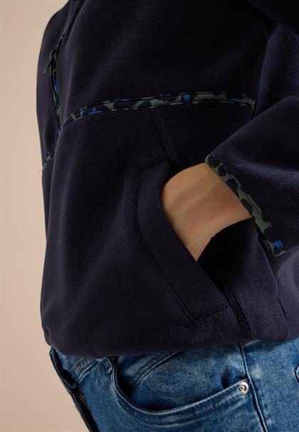 Fleece-Pullover mit Leo-Details urban dark blue