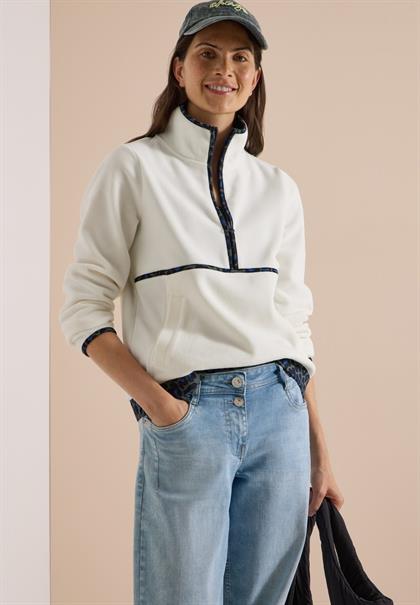 Fleece-Pullover mit Leo-Details vanilla white