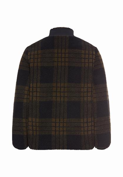 Fleecejacke mit verstellbarem Kordelzug und Kontrasttasche dark brown