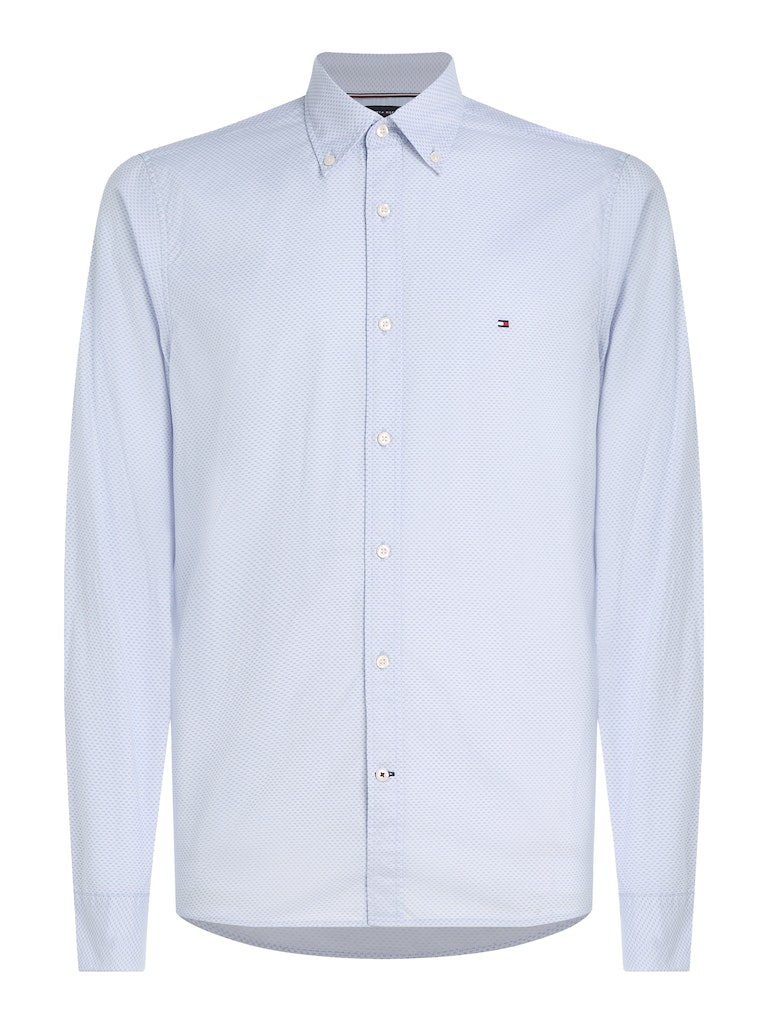 Tommy Hilfiger Herren Langarmhemd FLEX MINI PRINT SF SHIRT cloudy  