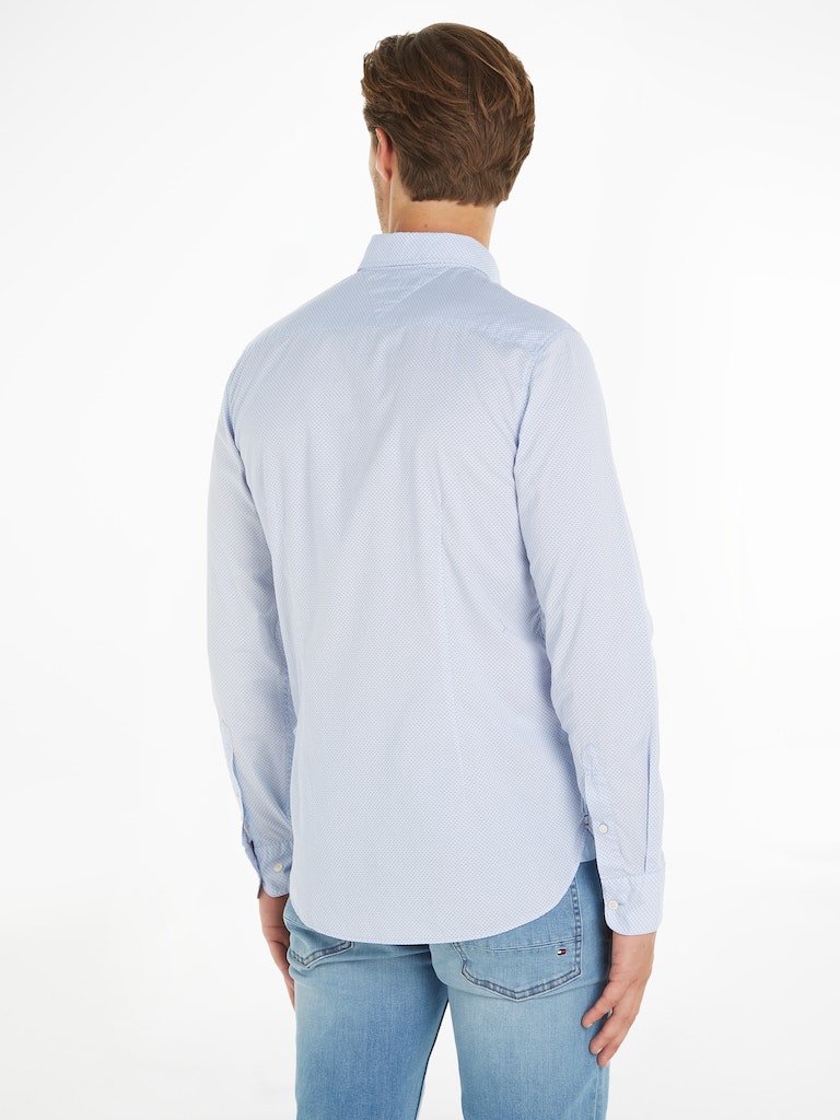 Tommy Hilfiger Herren Langarmhemd FLEX MINI PRINT SF SHIRT cloudy  