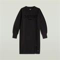 Flock print sw dress wmn dk black