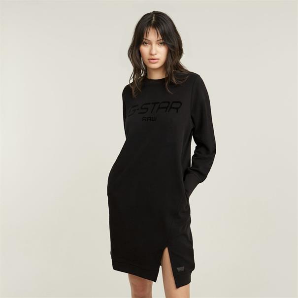 Flock print sw dress wmn dk black