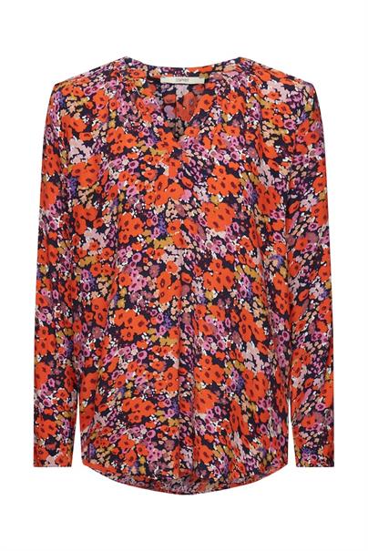 Florale Bluse mit V-Ausschnitt new navy