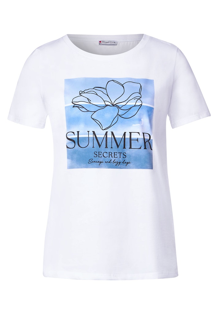 Street One Damen T-Shirt Flower Partprint Shirt blue bay bequem online  kaufen bei