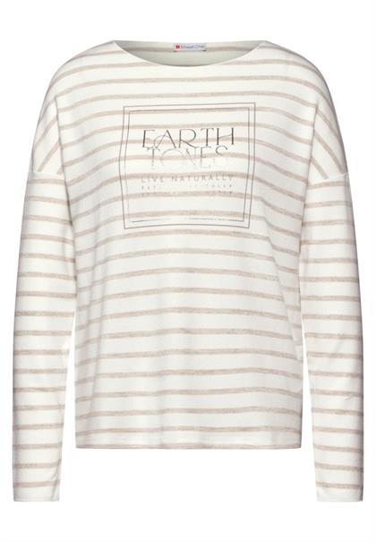 Folienprint Streifenshirt smooth sand beige