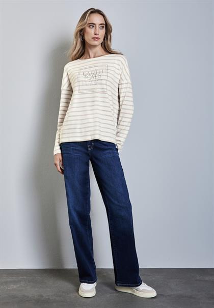 Folienprint Streifenshirt smooth sand beige