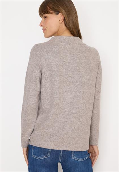 Funnelneck Melange Rippshirt chocolate mousse melange
