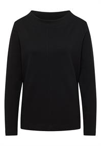 Funnelneck Shirt in Unifarbe black