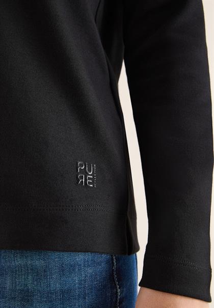 Funnelneck Shirt in Unifarbe black