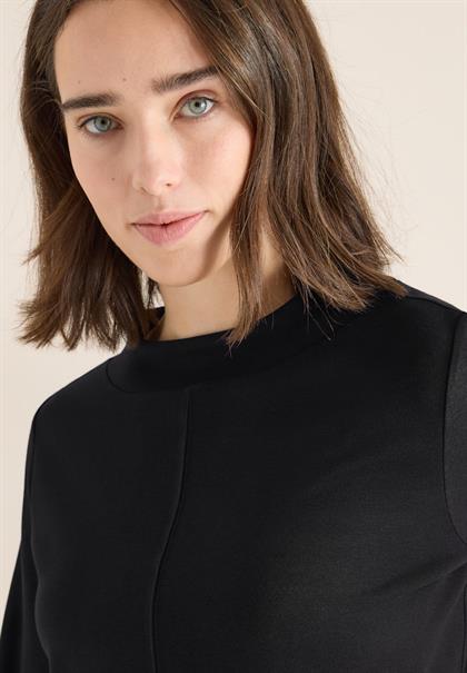 Funnelneck Shirt in Unifarbe black