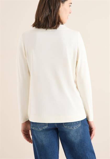 Funnelneck Shirt in Unifarbe creamy white