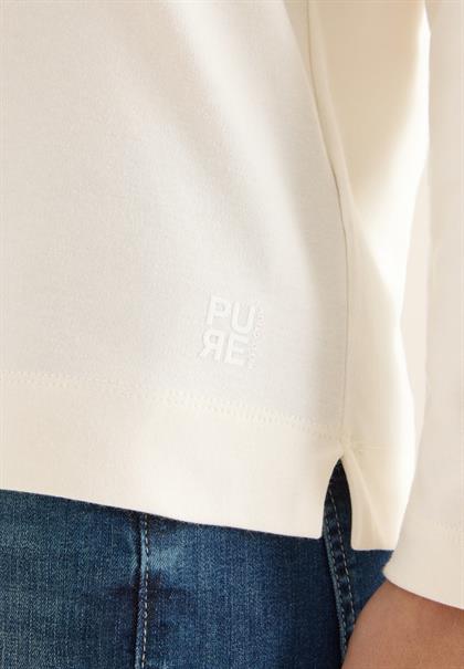 Funnelneck Shirt in Unifarbe creamy white