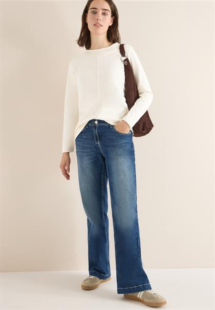 Funnelneck Shirt in Unifarbe creamy white