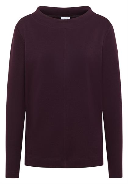 Funnelneck Shirt in Unifarbe eggplant red