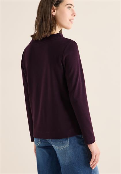 Funnelneck Shirt in Unifarbe eggplant red