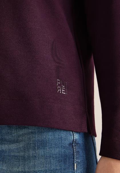 Funnelneck Shirt in Unifarbe eggplant red