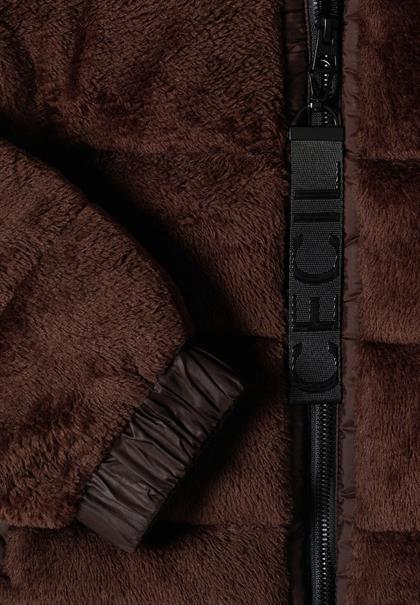 Gefütterte Fake Fur Jacke mit Kapuze chocolate sauce brown