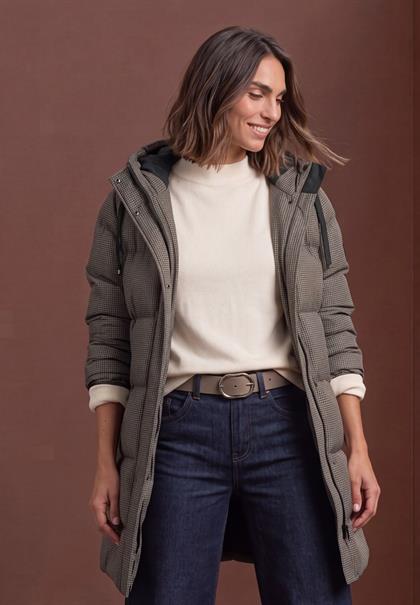 Gefütterte Jacke mit Kapuze und Print auburn brown