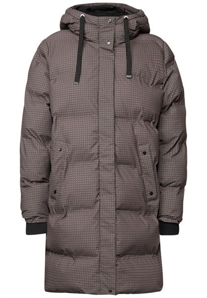 Gefütterte Jacke mit Kapuze und Print auburn brown