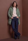 Gefütterter Parka mit Leo-Fake-Fur somber green