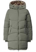 Gefütterter Parka mit Leo-Fake-Fur somber green