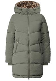 Gefütterter Parka mit Leo-Fake-Fur somber green
