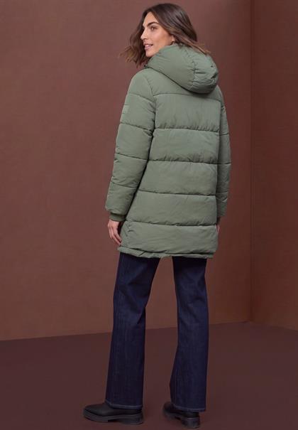Gefütterter Parka mit Leo-Fake-Fur somber green