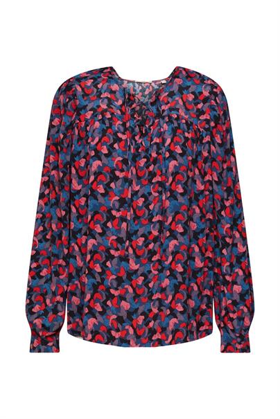 Gemusterte Bluse mit Bindedetail pink