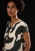 Gemusterte Bluse whale tail grey