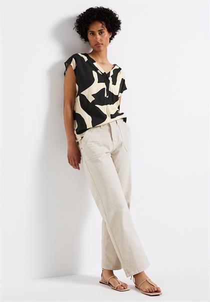 Gemusterte Bluse whale tail grey