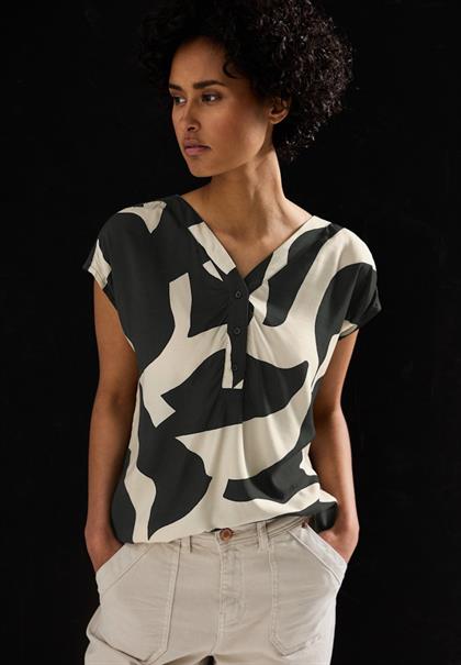Gemusterte Bluse whale tail grey