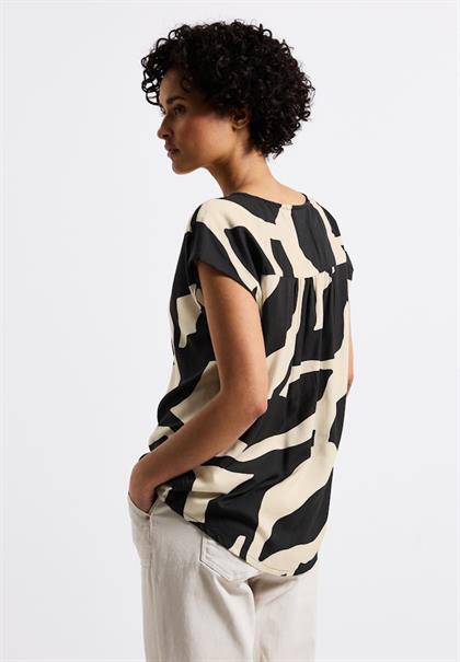 Gemusterte Bluse whale tail grey