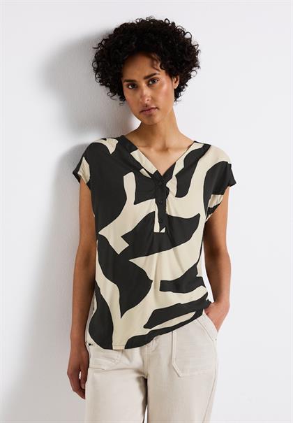 Gemusterte Bluse whale tail grey