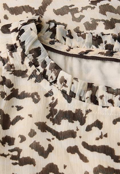 Gemusterte Chiffon-Tunika morning beige