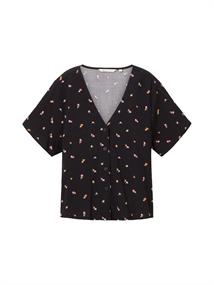 Gemusterte Kurzarm-Bluse small black flower print