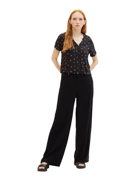 Gemusterte Kurzarm-Bluse small black flower print