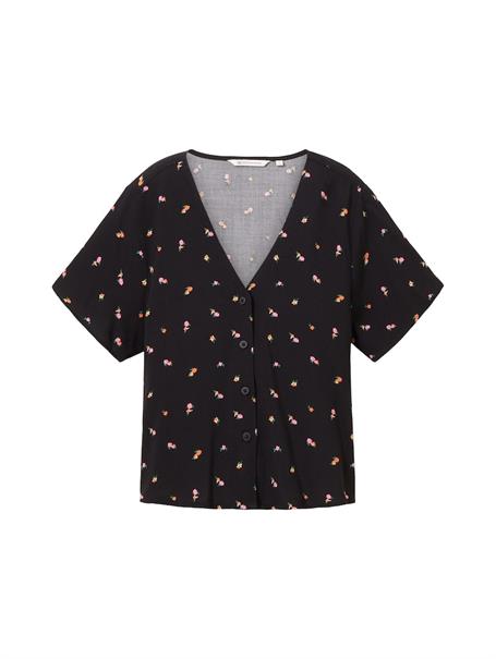 Gemusterte Kurzarm-Bluse small black flower print