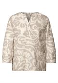 Gemusterte Leinenmix-Bluse dark moonstone sand