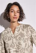 Gemusterte Leinenmix-Bluse dark moonstone sand