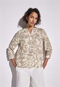 Gemusterte Leinenmix-Bluse dark moonstone sand
