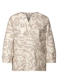 Gemusterte Leinenmix-Bluse dark moonstone sand