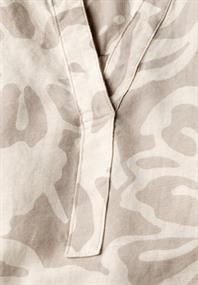 Gemusterte Leinenmix-Bluse dark moonstone sand