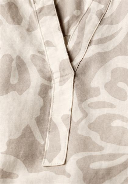Gemusterte Leinenmix-Bluse dark moonstone sand