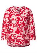 Gemusterte Leinenmix-Bluse glory red