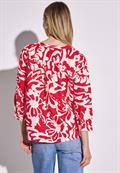 Gemusterte Leinenmix-Bluse glory red